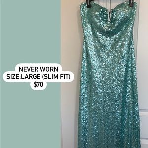 Aqua Sequin prom dress